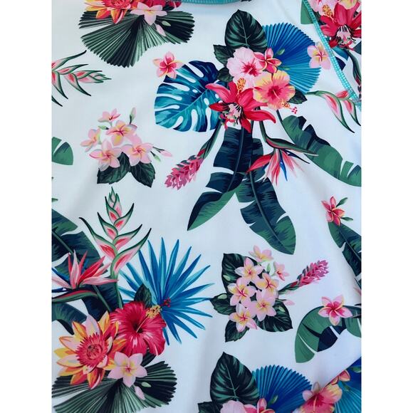 Pipeline Floral Rashguard Swim Shirt Stretchy UPF Pool Beach Girls Size 16 - Picture 3 of 9